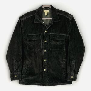Black Corduroy Shirt Jacket Men’s SZ M Pockets Cotton Casual Streetwear Retro